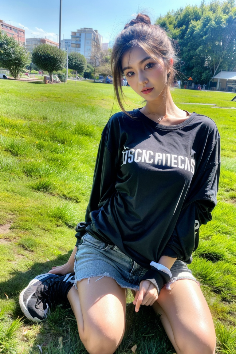 00371-2877478290-1girl, lailai, _lora_lailai_0.9_, full body, looking at viewer, sports field, public, crowd, day, bright lighting, grass, _lora_.png
